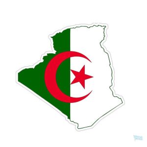 Autocollant drapeau Algérie en forme de carte