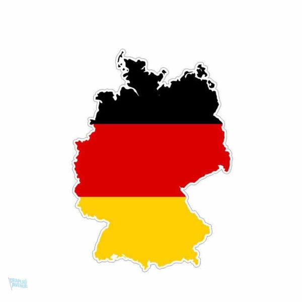 Autocollant carte Allemagne, design coloré du drapeau