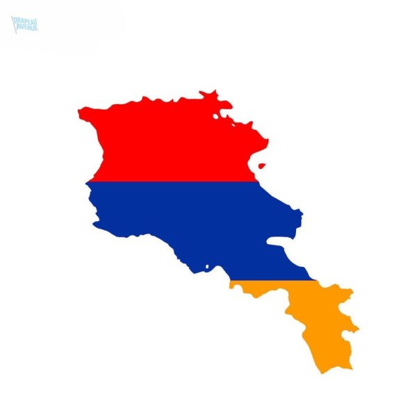 Autocollant représentant la carte de l'Arménie en couleurs vives