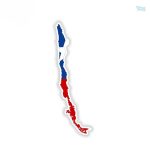 Autocollant représentant la carte du Chili avec drapeau national