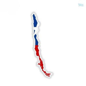 Autocollant représentant la carte du Chili avec drapeau national