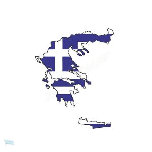 Autocollant drapeau de la Grèce sur fond blanc et bleu