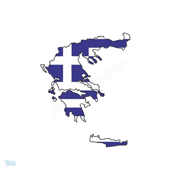 Autocollant drapeau de la Grèce sur fond blanc et bleu
