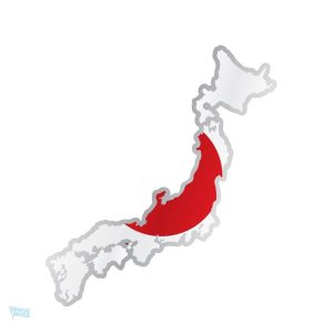 Autocollant représentant la carte du Japon avec drapeau japonais