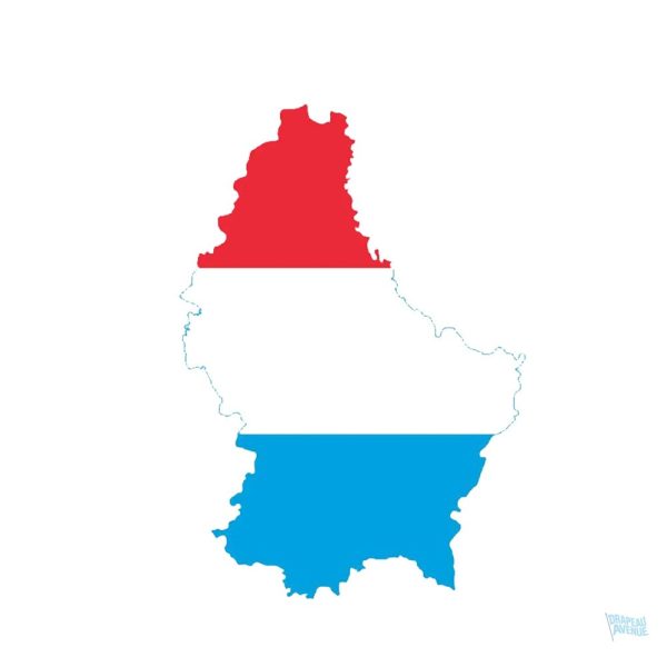 Autocollant représentant la carte du Luxembourg en drapeau