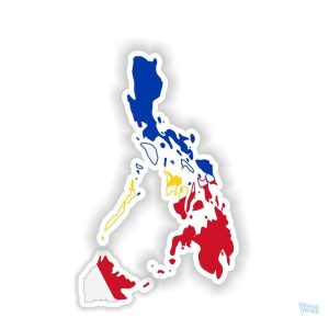 Autocollant carte des Philippines avec design coloré