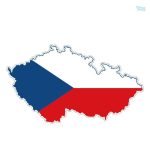 Autocollant carte République Tchèque en design coloré