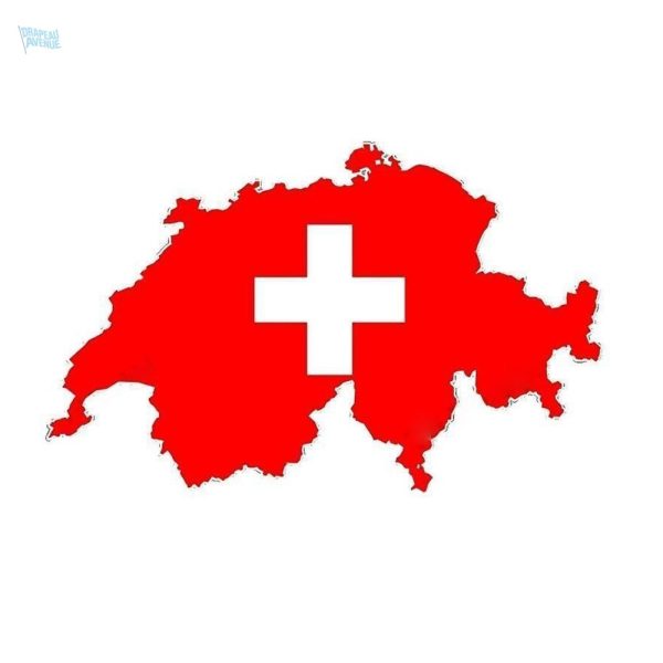Autocollant représentant la carte de la Suisse en design élégant