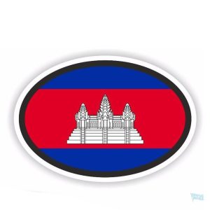 Autocollant drapeau du Cambodge en couleurs vives