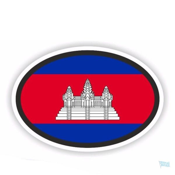 Autocollant drapeau du Cambodge en couleurs vives
