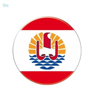 Autocollant rond drapeau Polynésie française