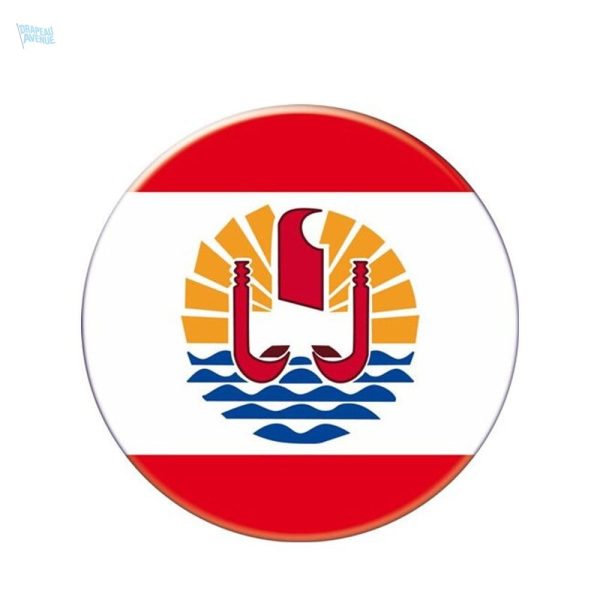 Autocollant rond drapeau Polynésie française