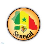 Autocollant rond drapeau du Sénégal
