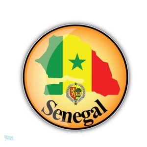 Autocollant rond drapeau du Sénégal