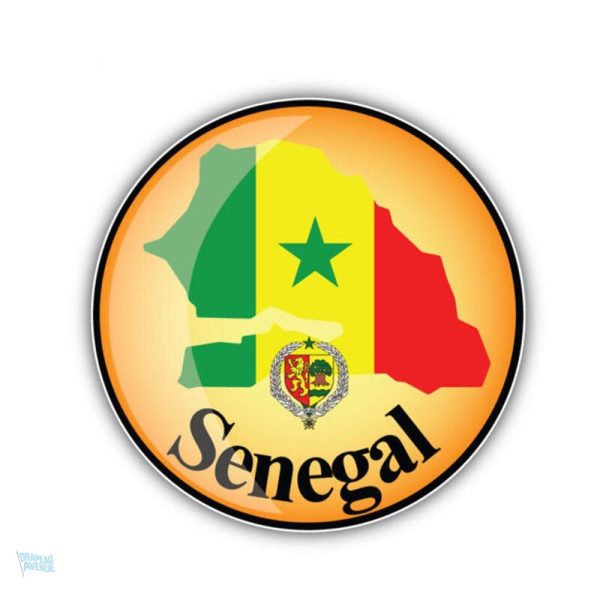 Autocollant rond drapeau du Sénégal
