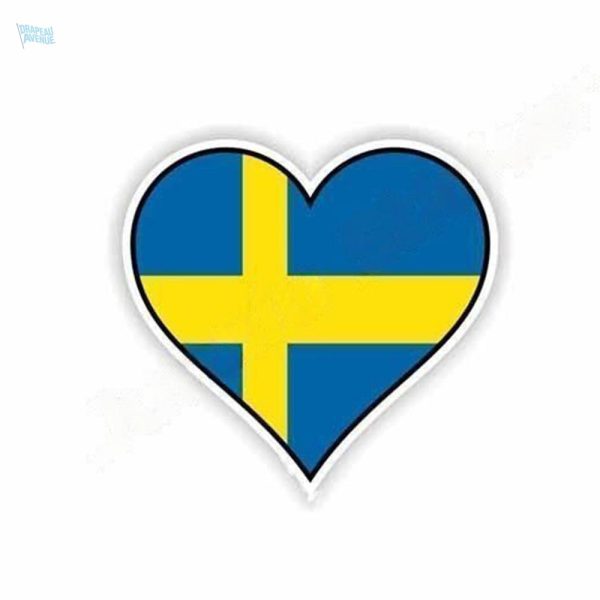 Autocollant coeur drapeau de la Suède