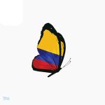 Autocollant fantaisie drapeau Colombie coloré et stylisé