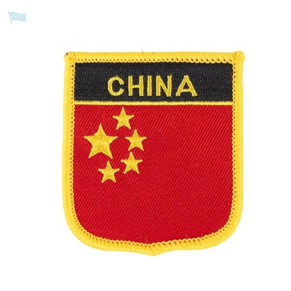 Badge drapeau Chine, accessoire symbolique en tissu rouge et jaune