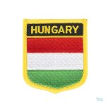 Badge drapeau Hongrie, symbole national en couleurs rouge, blanc et vert