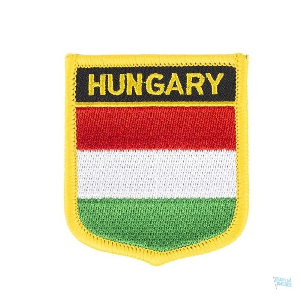Badge drapeau Hongrie, symbole national en couleurs rouge, blanc et vert