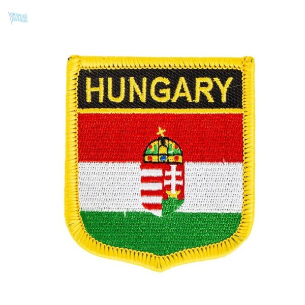 Badge drapeau Hongrie avec blason, symbole national