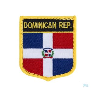 Badge drapeau République Dominicaine en tissu coloré