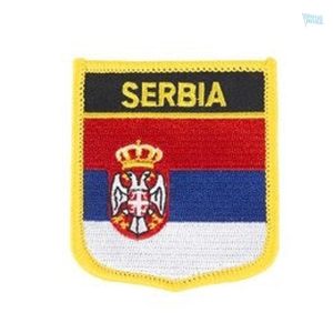 Badge drapeau Serbie, symbole national au design distinctif