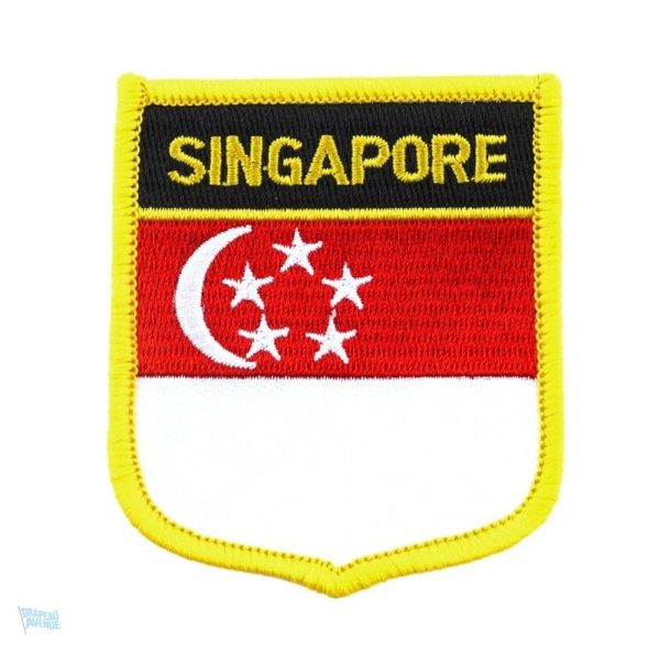 Badge drapeau Singapour, symbole national en tissu