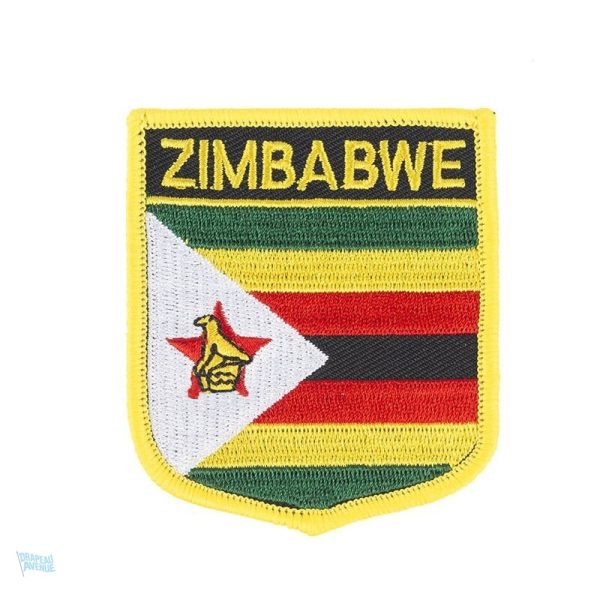 Badge drapeau Zimbabwe en tissu coloré et résistant