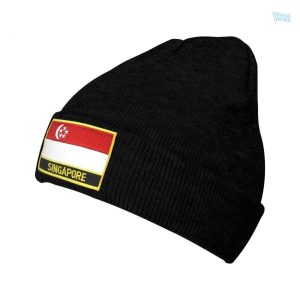 Bonnet drapeau Singapour en tissu rouge et blanc