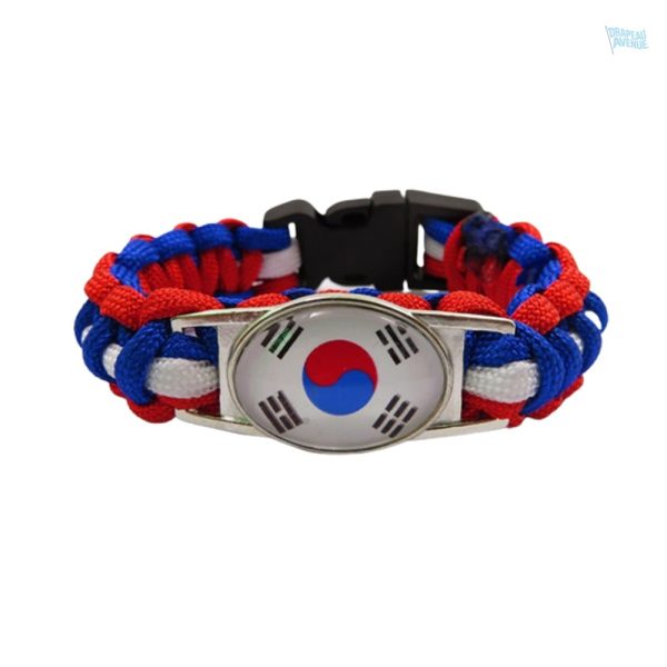 Bracelet drapeau Corée du Sud en tissu coloré