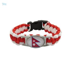 Bracelet drapeau du Népal en tissu coloré