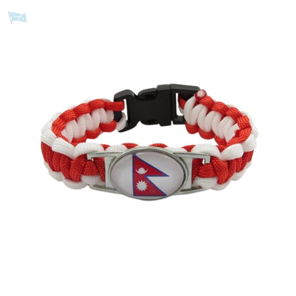 Bracelet drapeau du Népal en tissu coloré