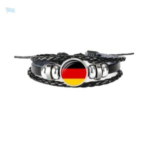 Bracelet en cuir aux couleurs du drapeau allemand