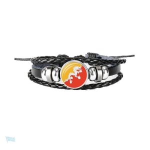 Bracelet cuir drapeau Bhoutan