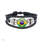 Bracelet en cuir avec drapeau du Brésil
