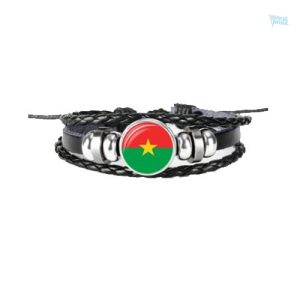 Bracelet en cuir inspiré du drapeau Burkina Faso
