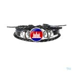 Bracelet en cuir avec le drapeau du Cambodge
