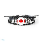 Bracelet en cuir avec drapeau du Canada
