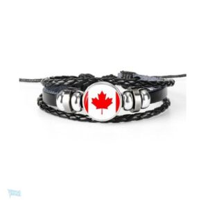 Bracelet en cuir avec drapeau du Canada