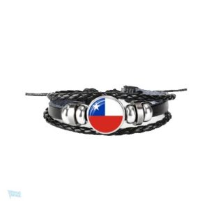 Bracelet en cuir aux couleurs du drapeau du Chili