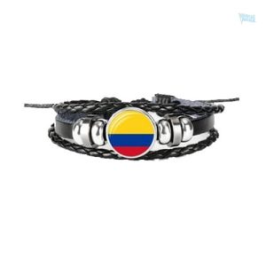 Bracelet en cuir aux couleurs du drapeau colombien