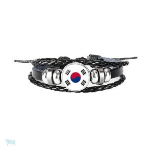 Bracelet en cuir avec drapeau de la Corée du Sud