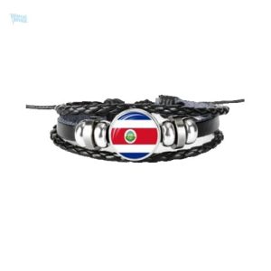 Bracelet cuir Costa Rica avec drapeau national