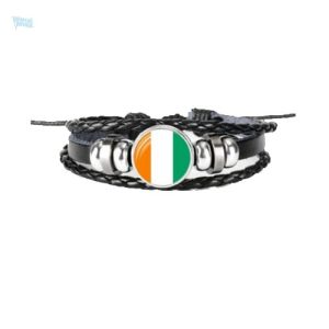 Bracelet cuir drapeau Côte d'Ivoire élégant et coloré