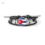 Bracelet en cuir avec motif du drapeau de Cuba