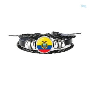 Bracelet en cuir avec drapeau de l'Équateur