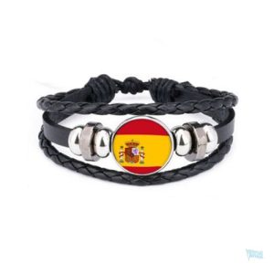 Bracelet cuir aux couleurs du drapeau espagnol