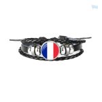 Bracelet en cuir aux couleurs du drapeau français
