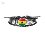 Bracelet en cuir aux couleurs du drapeau du Ghana